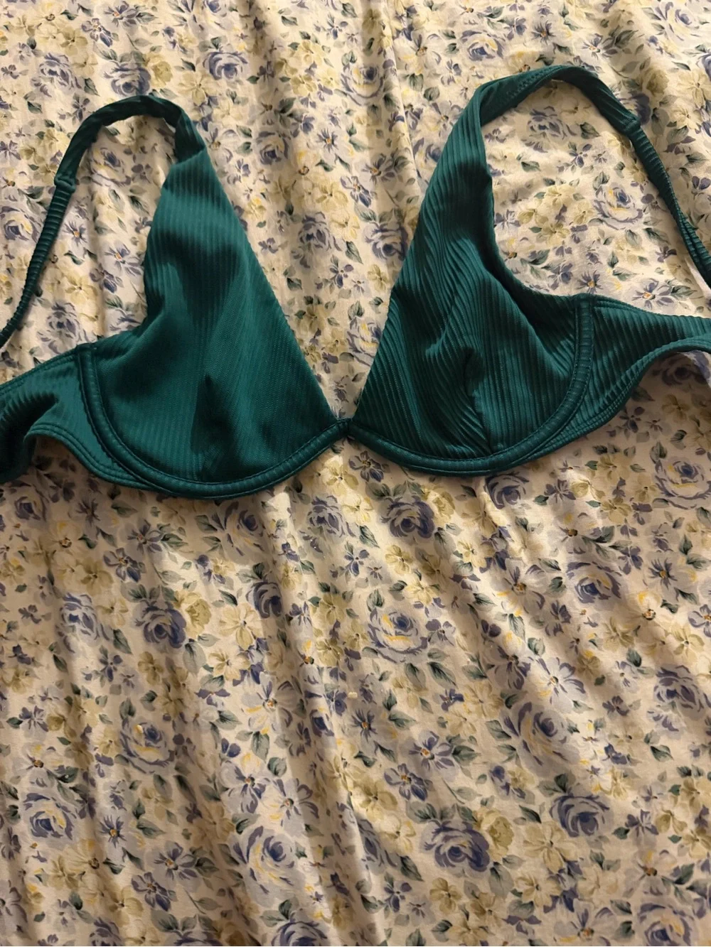 Hollister Deep Teal Ribbed Underwire Bikini Set